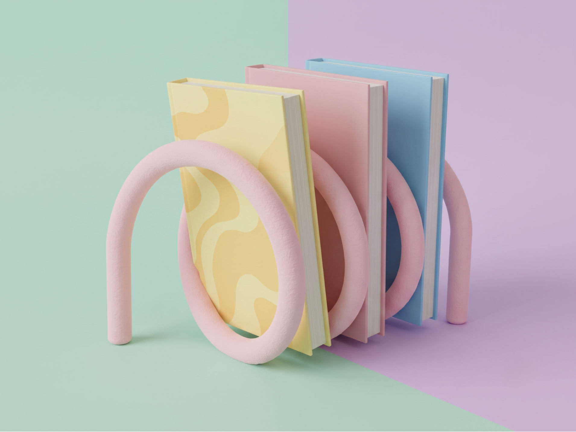 Funky Danish Pastel Arch Book Rack Retro Organizer
