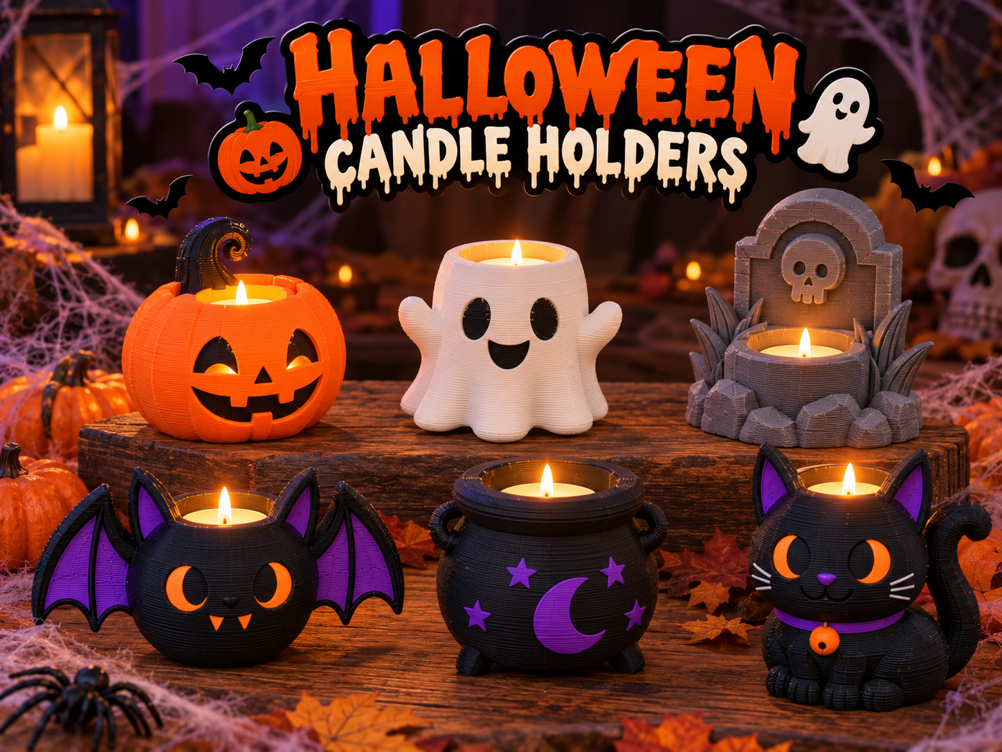 Halloween Tealight Holders 3D model