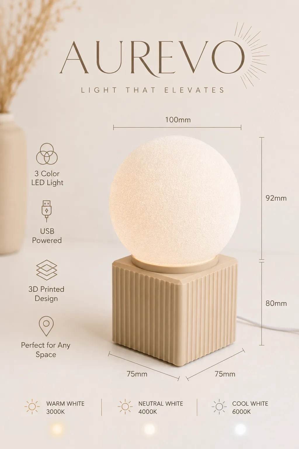 Aurevo Modern and Minimalist Decor Lamp view 2