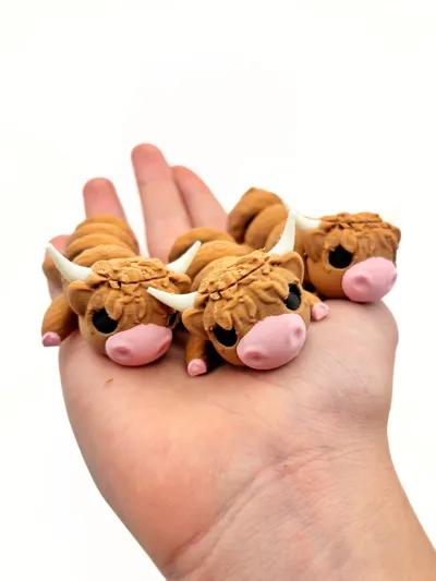 Mini Articulated Highland Cow - Free 3D Print Model - MakerWorld