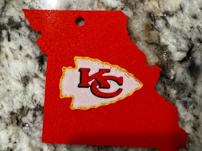 KC Chiefs Ornament with Missouri Background