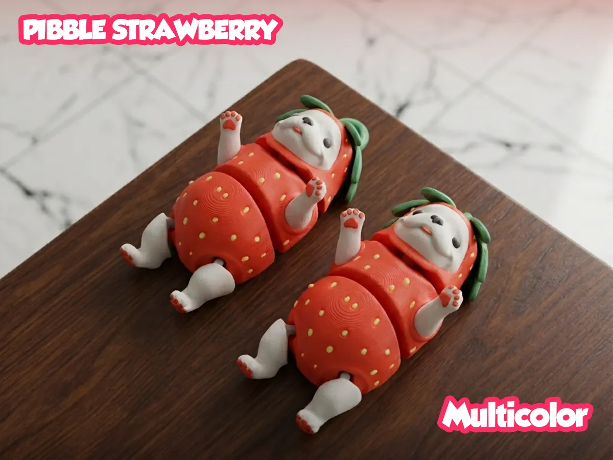 Pibble fraise, chien viral multicolore