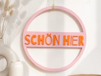 SCHÖN HIER Türschild–Modern Wall Wreath Home Decor
