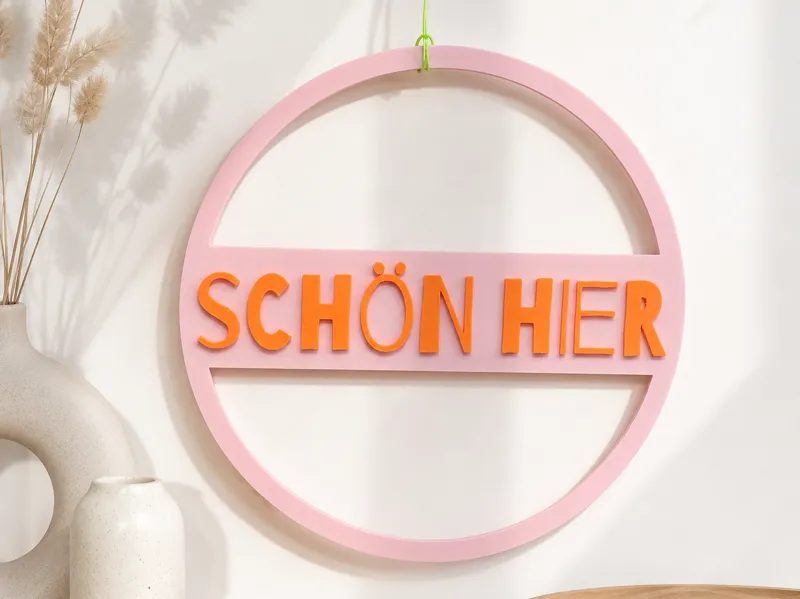 SCHÖN HIER Türschild–Modern Wall Wreath Home Decor