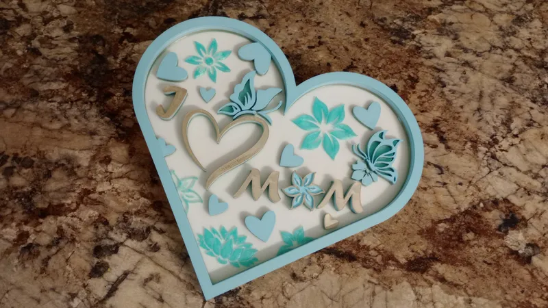 Mother's Day Layered Art Love Mom Sign