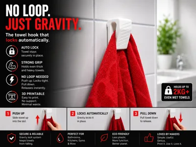 GravityGrip | No-Loop Auto-Locking Towel Hook