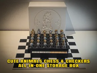 Cute Animals Chess & Checkers Storage Box