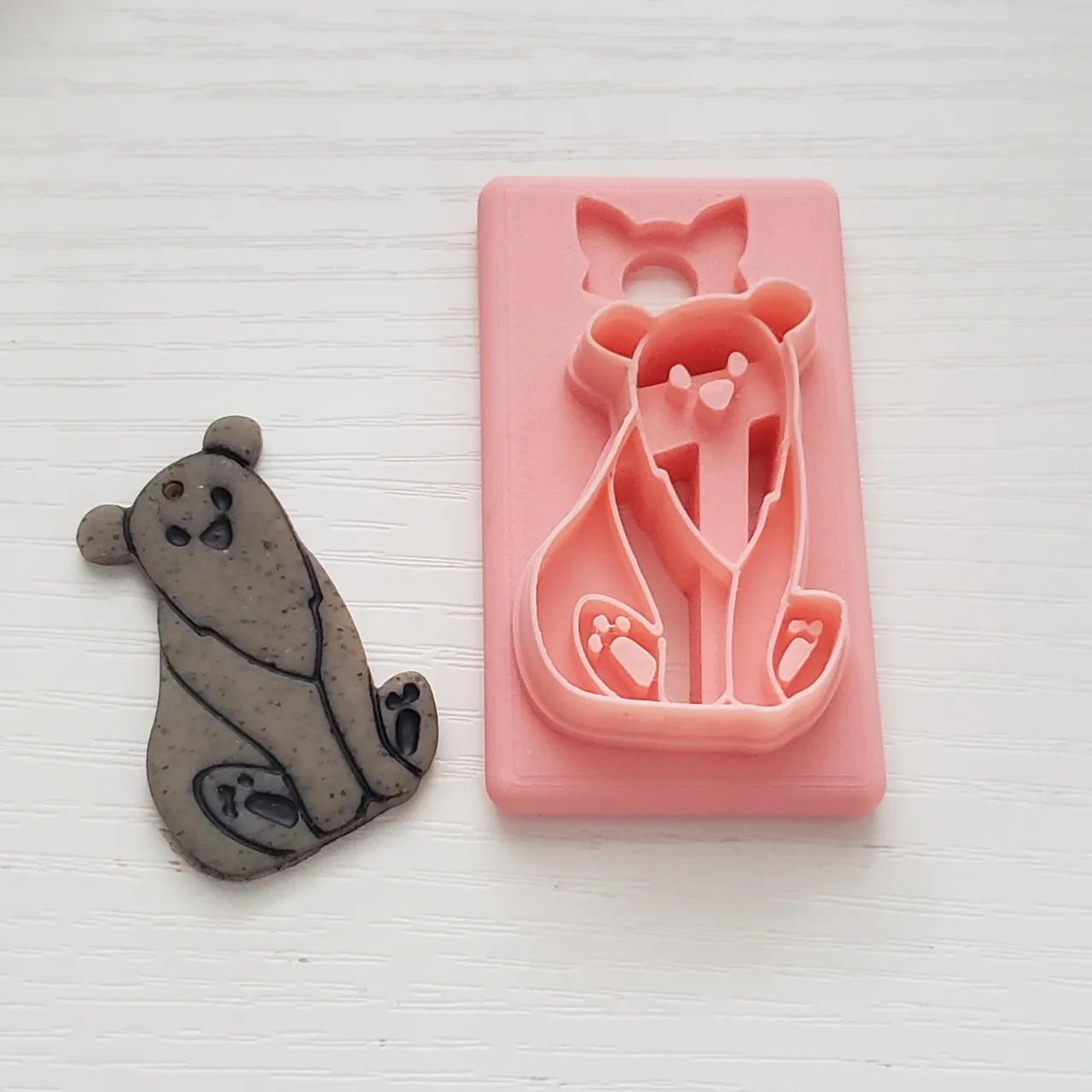 Cute Sitting Bear Polymer Clay Earring Cutter view 3