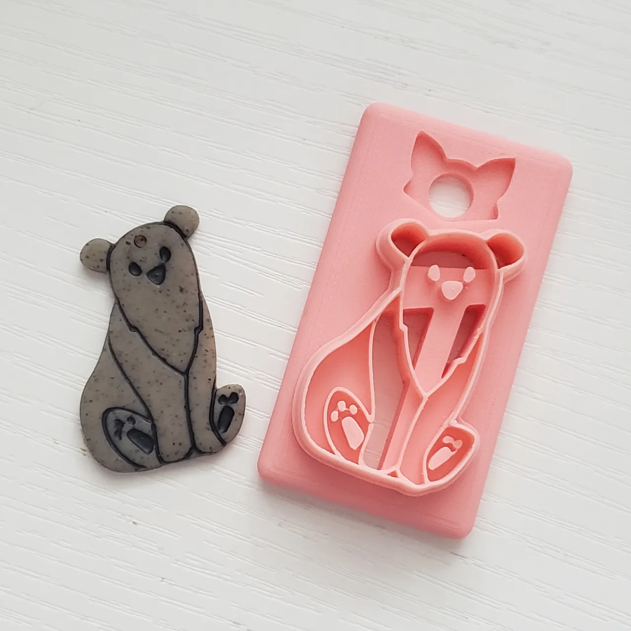 Cute Sitting Bear Polymer Clay Earring Cutter view 2
