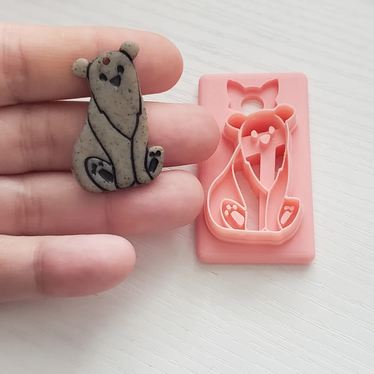 Cute Sitting Bear Polymer Clay Earring Cutter view 4