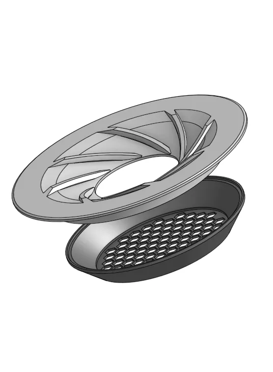 Round swirl sink drain with catcher view 2