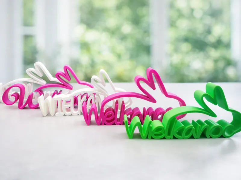 Wielkanoc – dekoracyjny napis 3D z uszami zająca