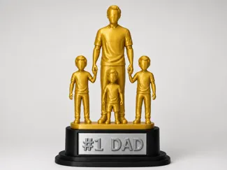 Number 1 Trophy with Father and 3 boys