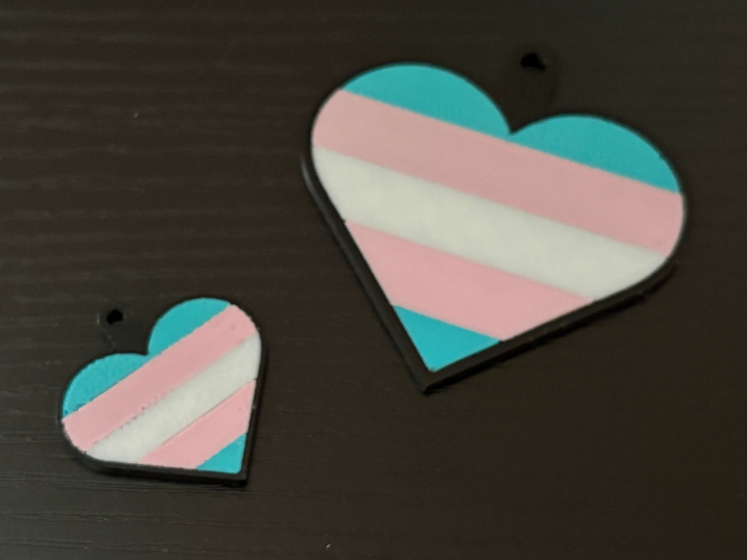 Trans pride heart keychain