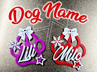 Boules de Noël pattes de chien personnalisable