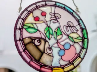 Pikmin stained glass sun-catcher (PLA + resin) 