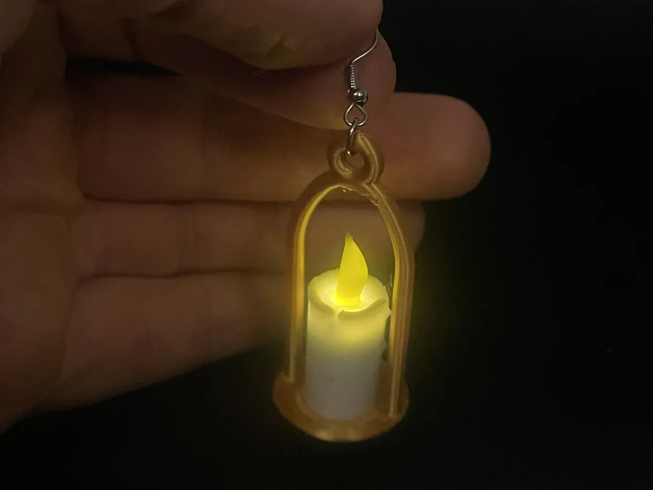 Glowing christmas candle earring with LED view 3