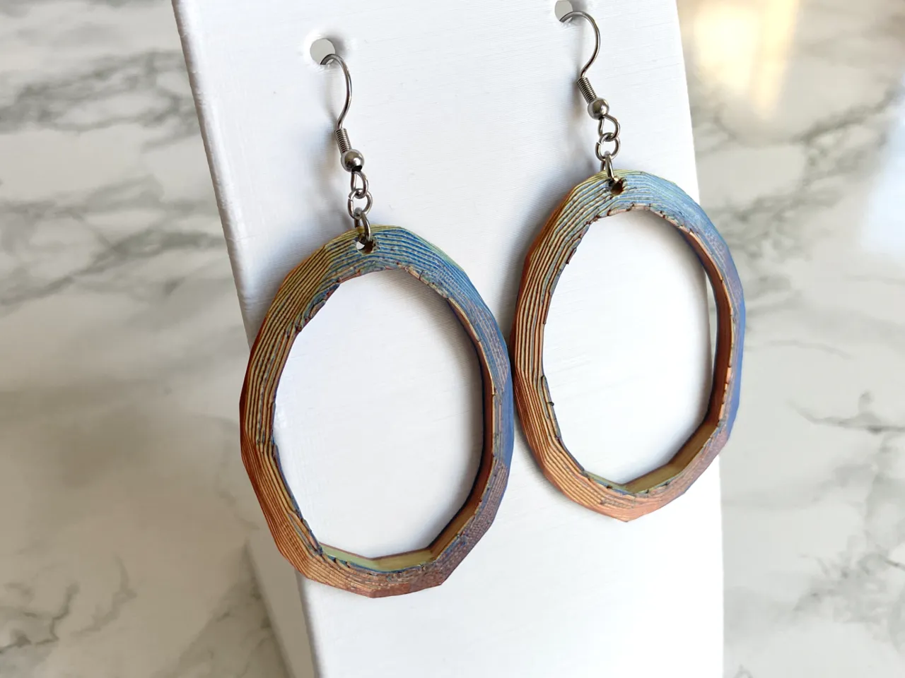 Rough Oval Hoop Earrings view 4