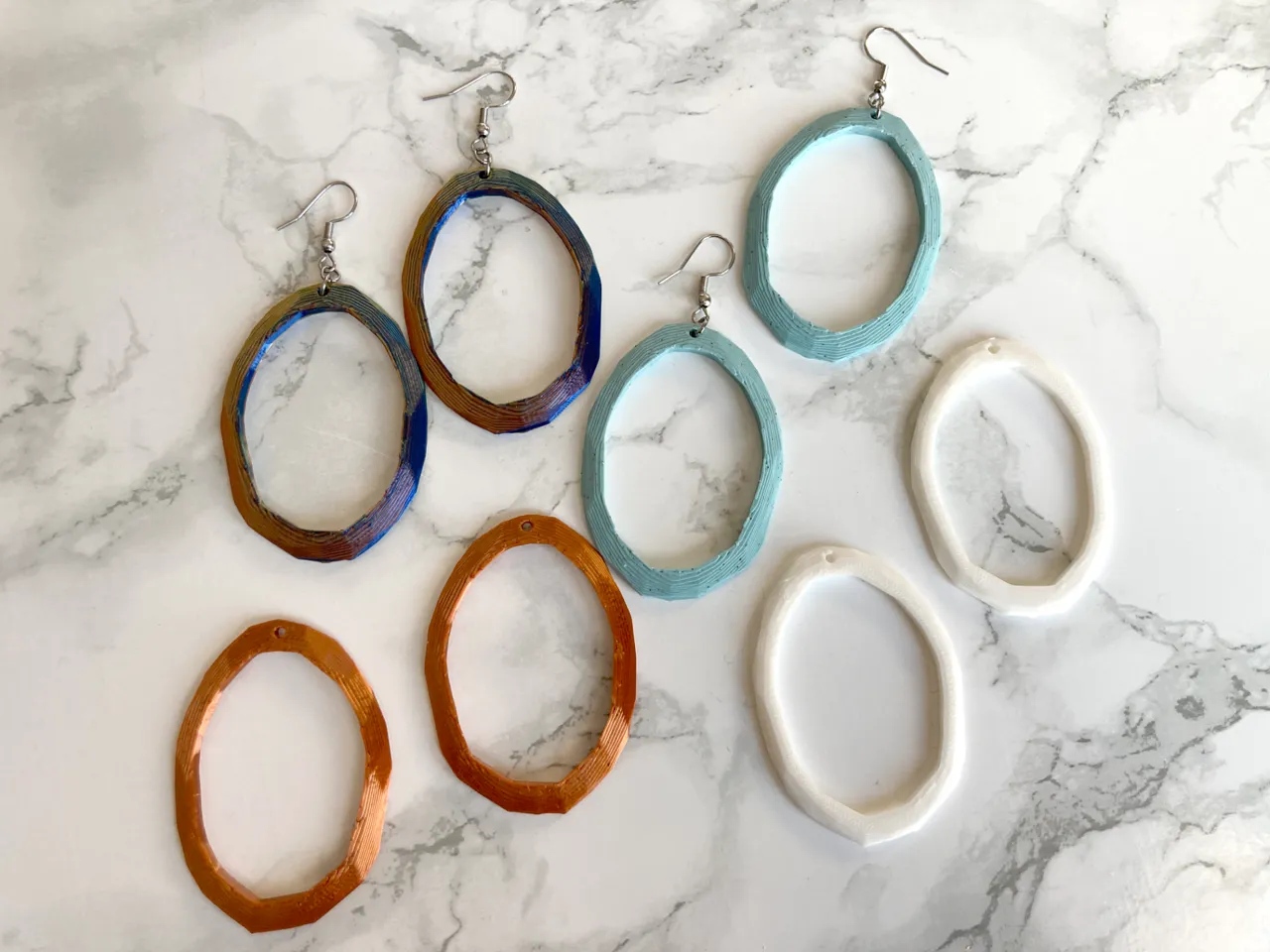 Rough Oval Hoop Earrings view 3