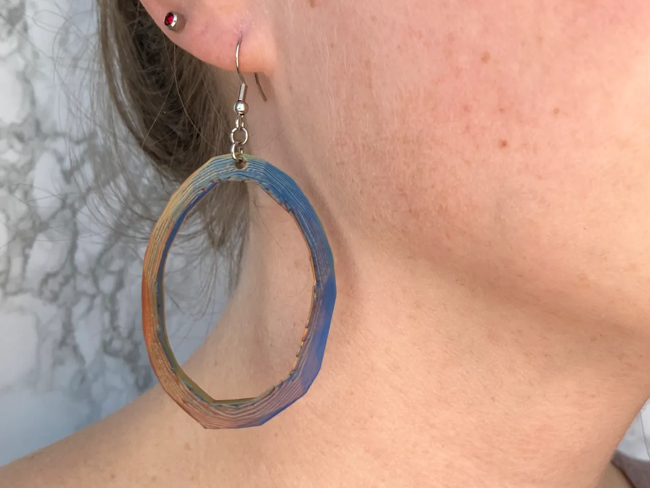 Rough Oval Hoop Earrings view 2