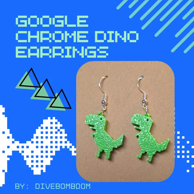 Chrome Dinosaur Earrings
