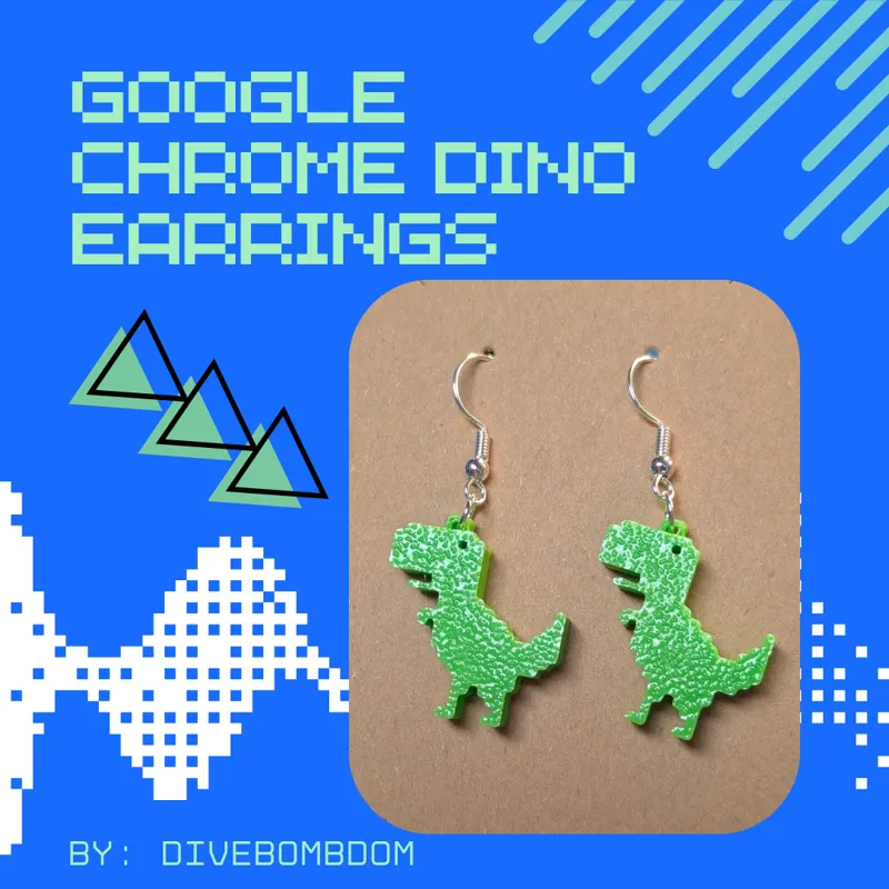 Chrome Dinosaur Earrings