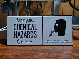 Portal Aperture Science "Chemical Hazards" Sign