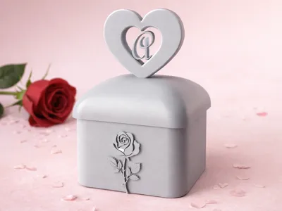 Rose Custom Yewelry box (custom letter possible)
