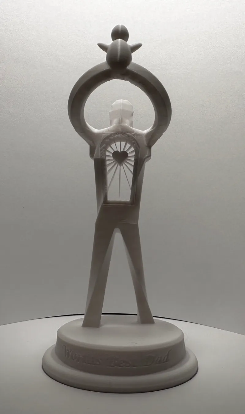 "Worlds Best Dad" Trophy w/ Suspended Heart insert