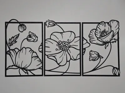 Multi-panel paintings with floral motifs wall art