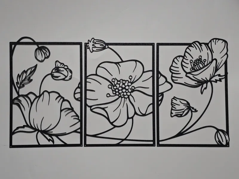 Multi-panel paintings with floral motifs wall art