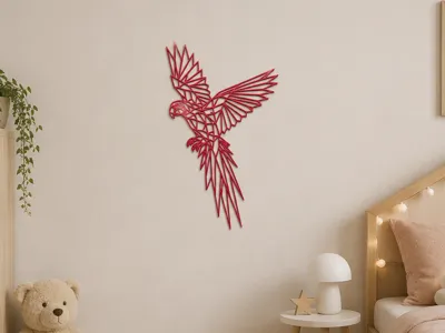Geometric Red Parrot Wall Art