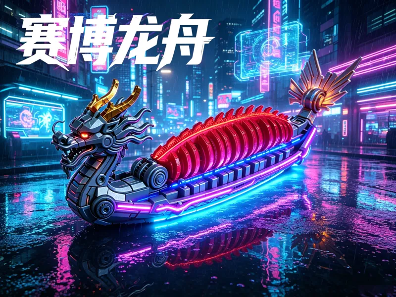 端午机甲龙舟 赛博朋克风光效战船 
