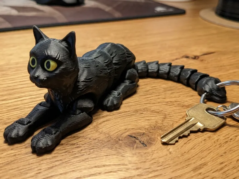 Chaveiro Gato Preto Articulado Fofo