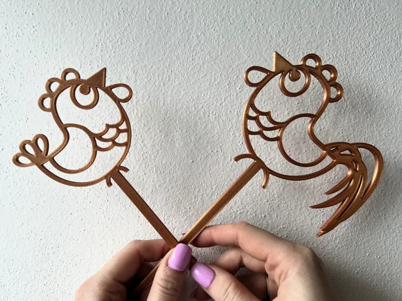 Easter plant pot decoration of rooster and hen