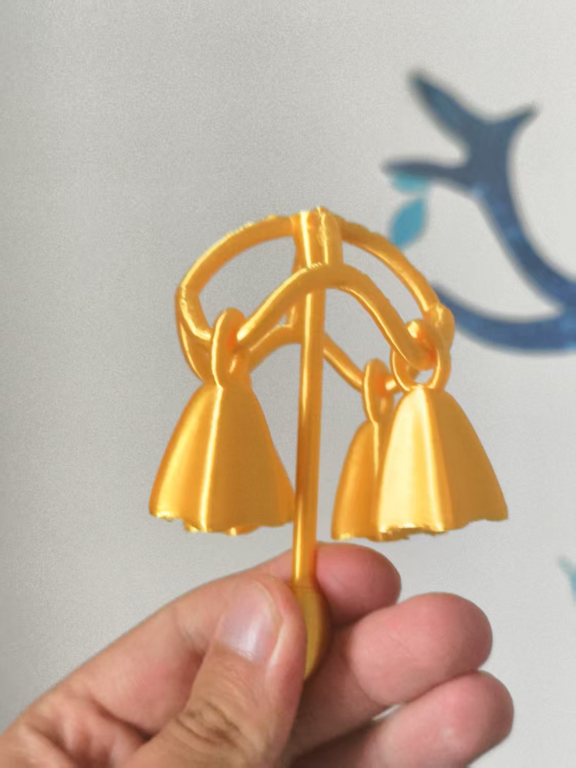 Miniatura 2 do modelo 3D 铃铛。风铃挂饰，能动能响，哄娃玩具手摇五角铃