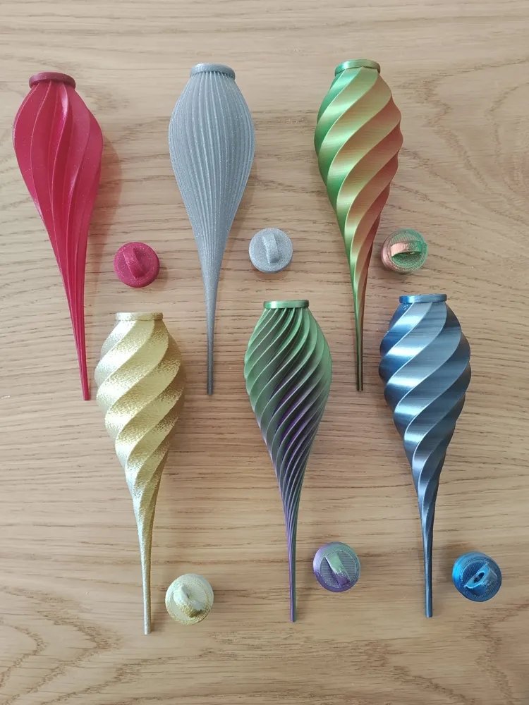 Set of 4 Spiral Christmas Ornaments - Free 3D Print Model - MakerWorld