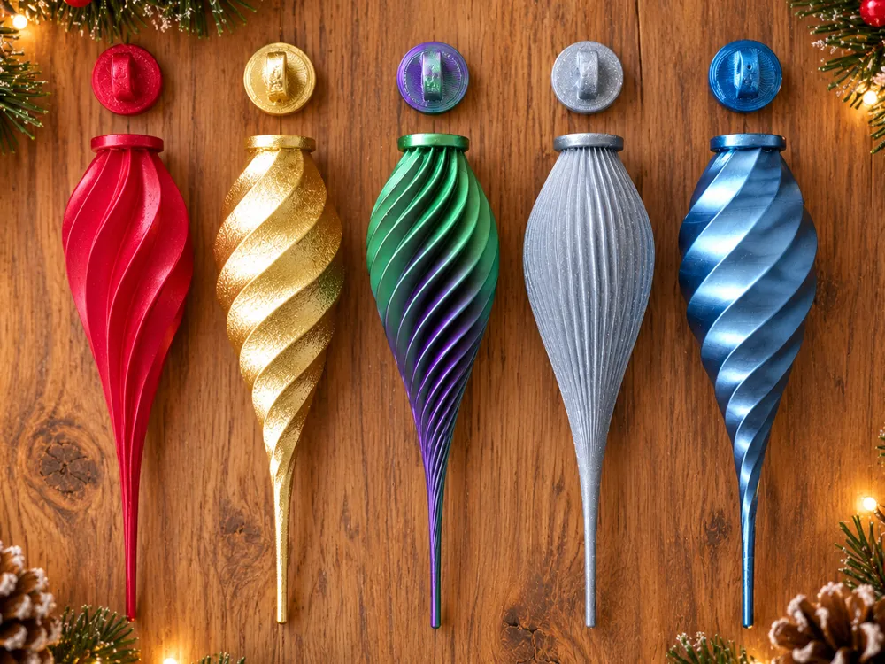 Set of 4 Spiral Christmas Ornaments - Free 3D Print Model - MakerWorld