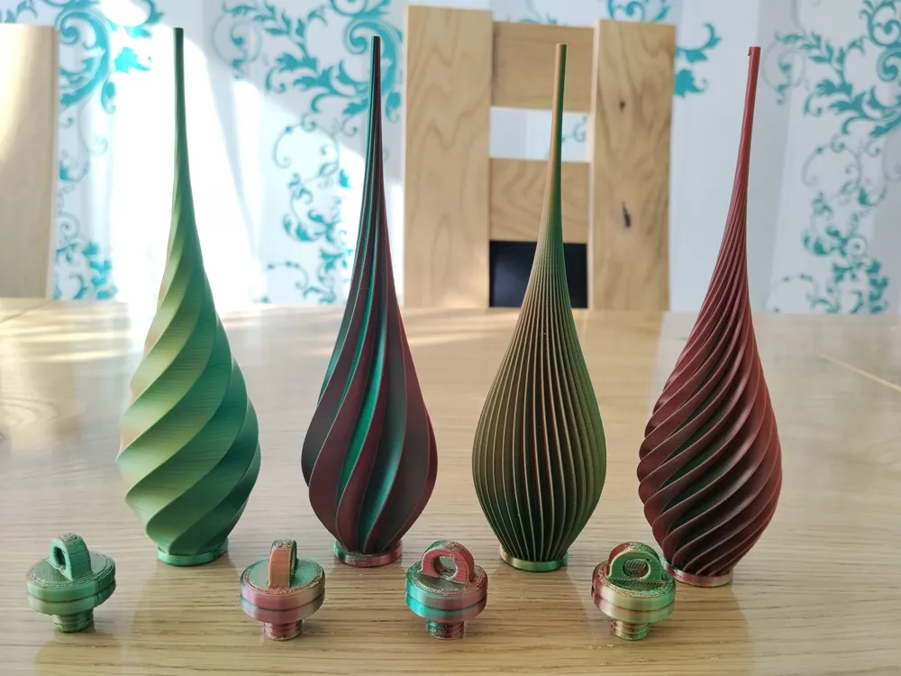Set of 4 Spiral Christmas Ornaments - Free 3D Print Model - MakerWorld