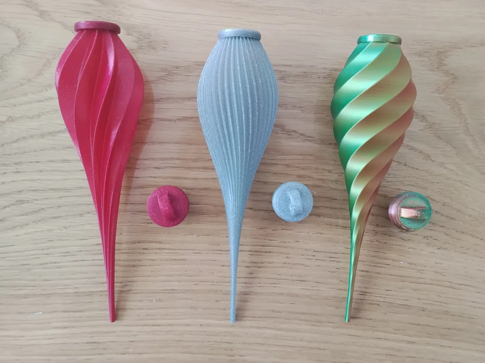 Set of 4 Spiral Christmas Ornaments - Free 3D Print Model - MakerWorld