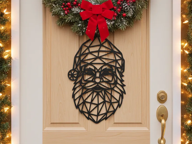 Geometric Santa Wall Art – Modern Christmas Decor
