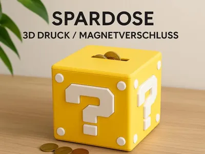 Coin bank in Super Mario question mark block design