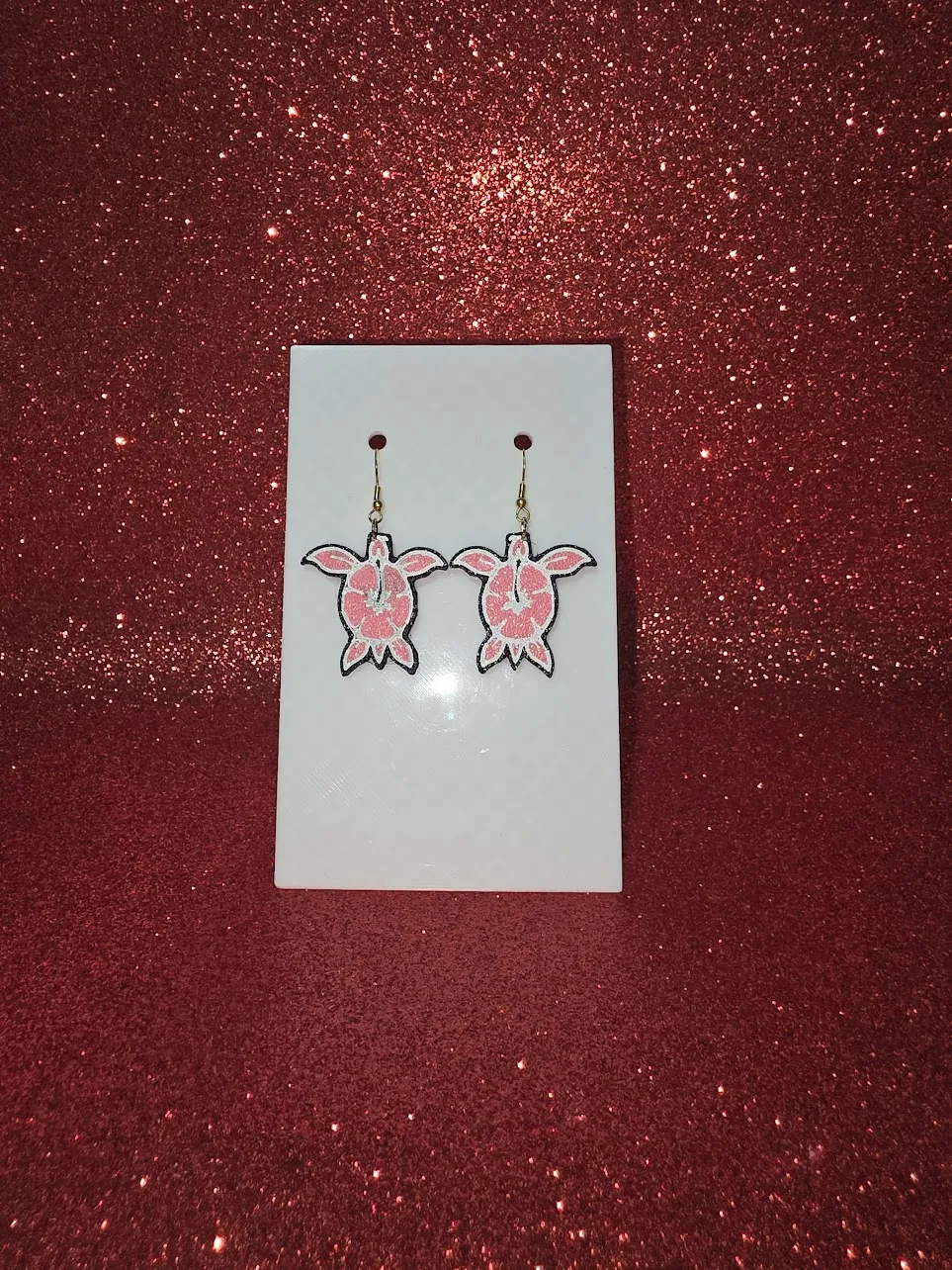 Flower turtle earrings view 2