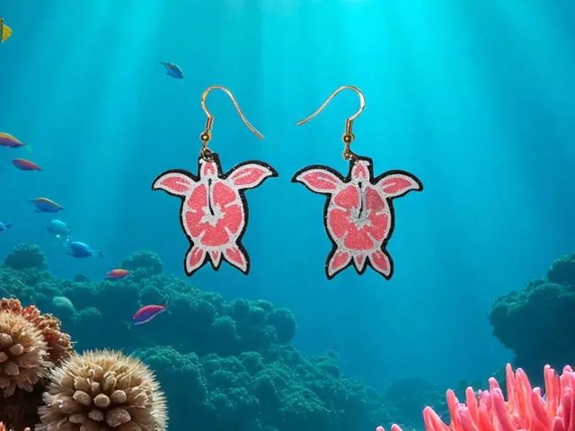 Flower turtle earrings