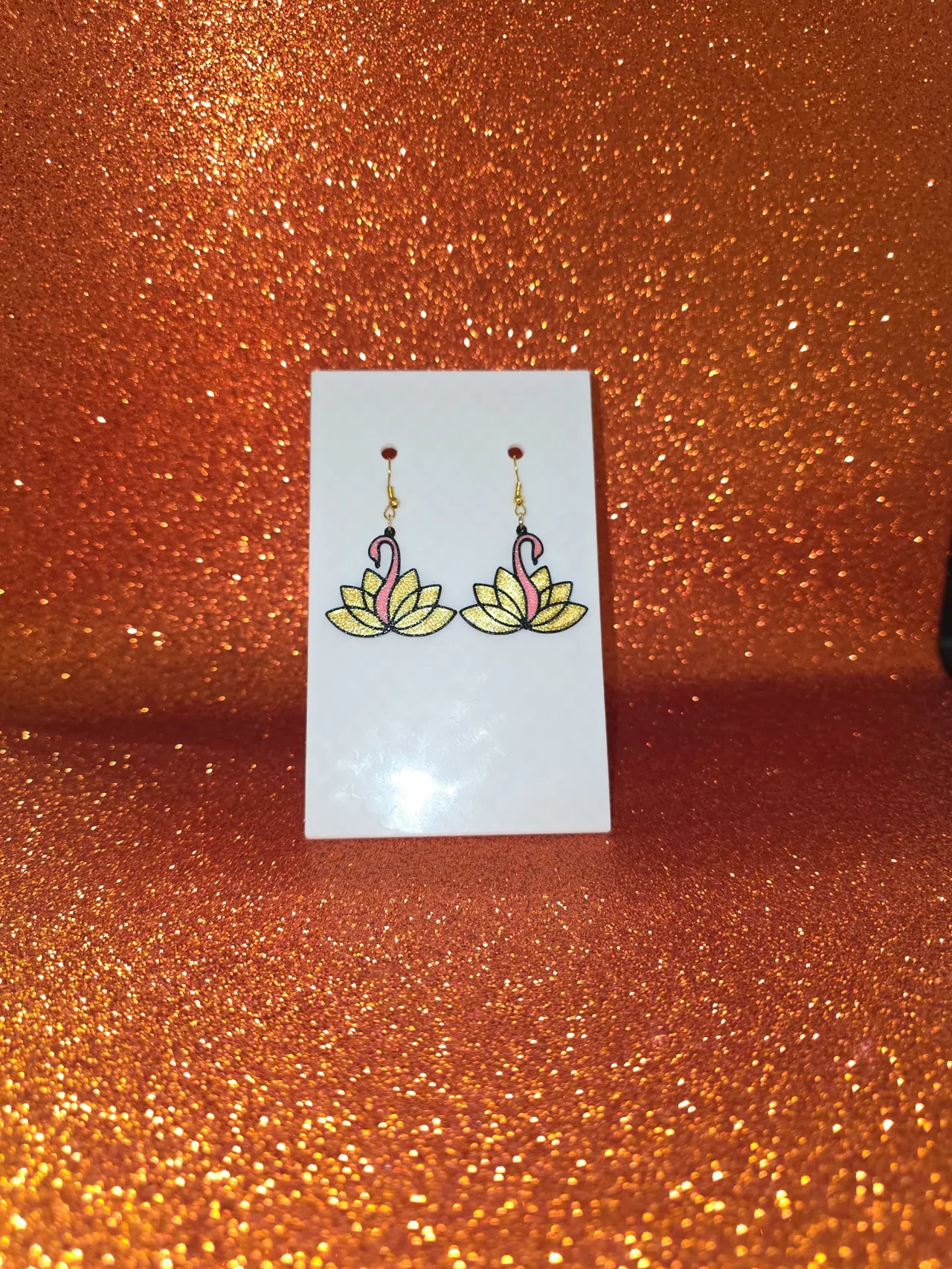 Swan lotus earrings view 2