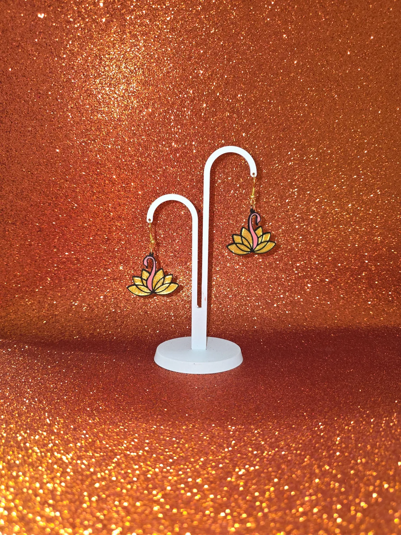 Swan lotus earrings view 3