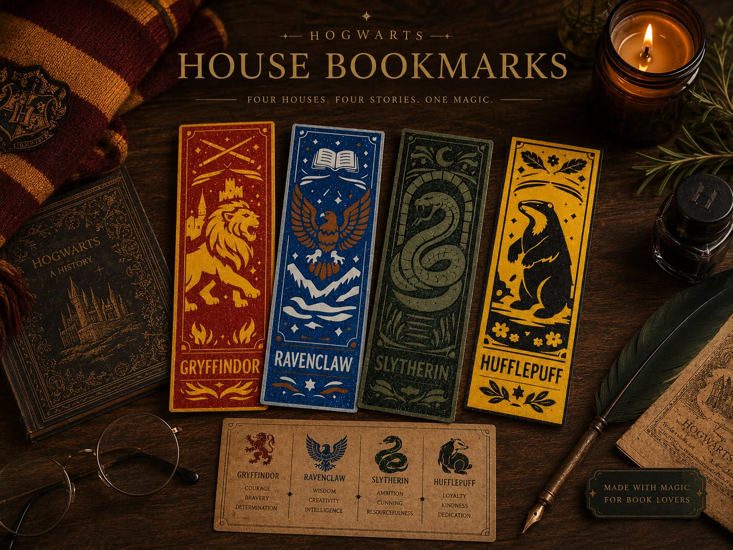 Hogwarts House Bookmarks Collection