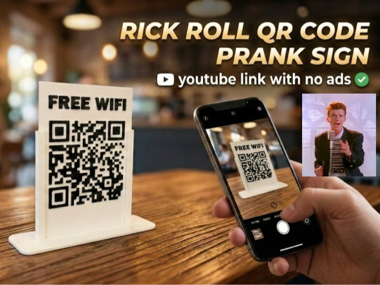 Rick Roll QR code Prank Sign (No Ads)