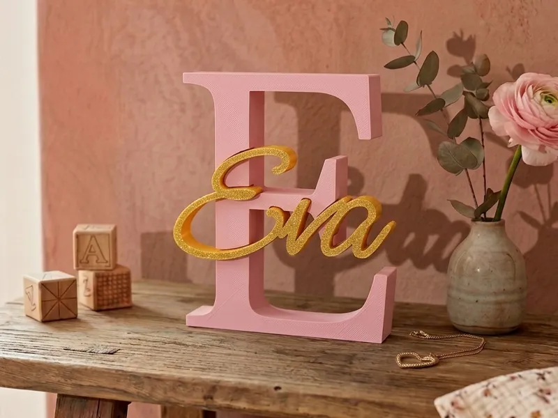 Personalized 3D Letter E with the Name Eva