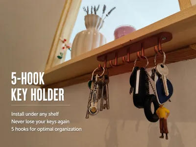 Under-Shelf Key Holder (5 Hooks)